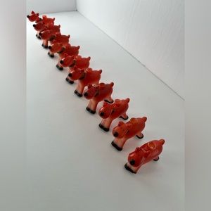 Vintage Lot of 10 Hard Plastic Reindeer Christmas Light Covers Red‎ Rare